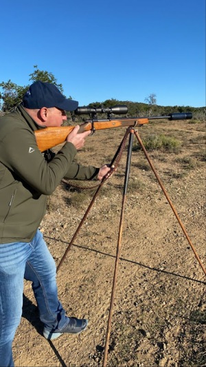 Using the tall tripod to steady your rifle